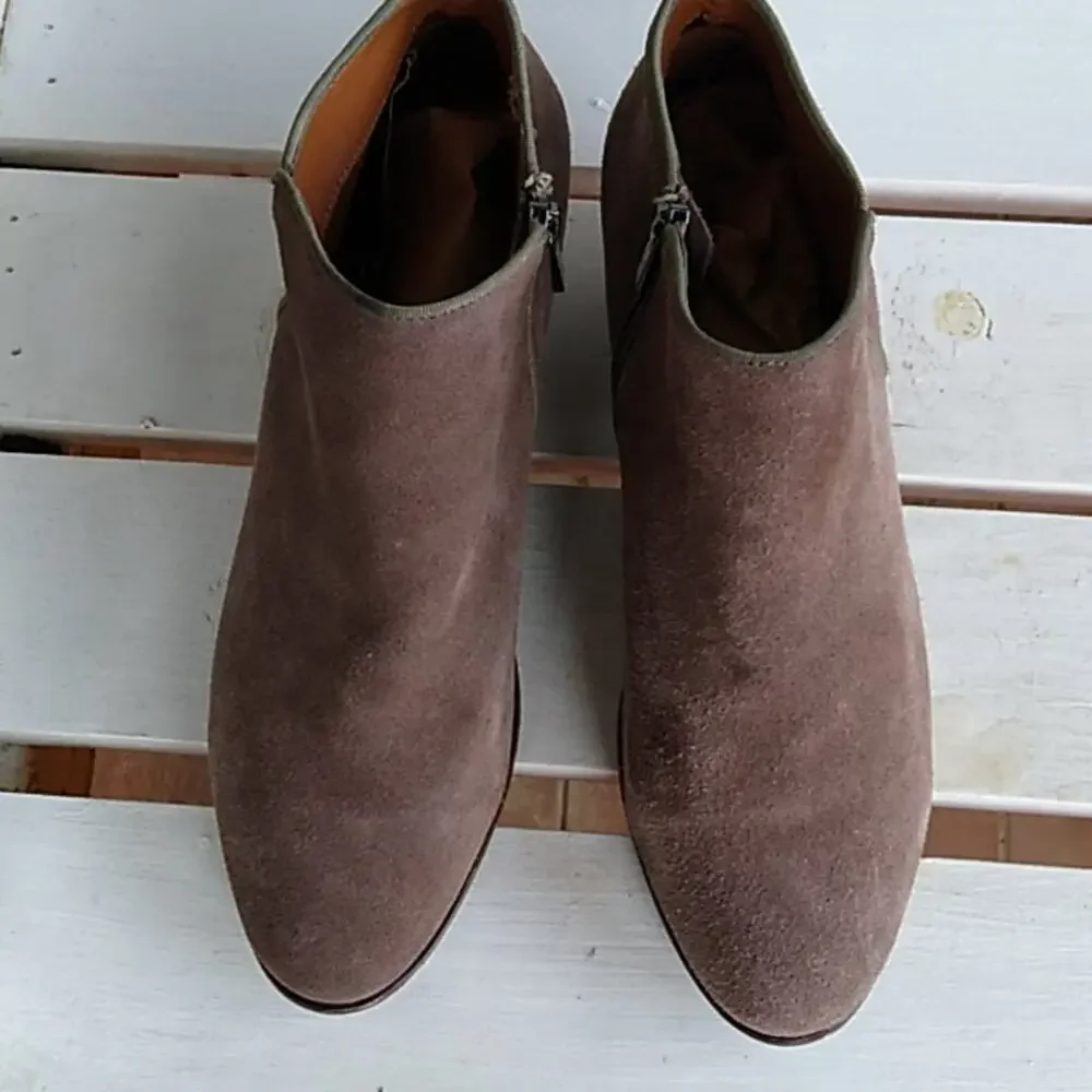 Booties Brown Leather Suede Ankle Short Size 10